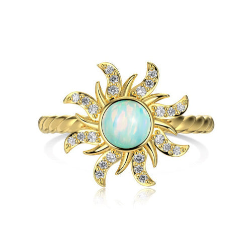 Women's Pure Silver Ring With Inlaid Sun Set