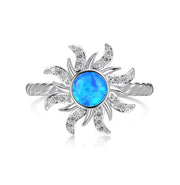 Women's Pure Silver Ring With Inlaid Sun Set