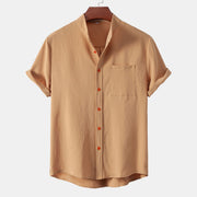 Stand Collar Cardigan Men's Casual Shirt