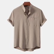 Stand Collar Cardigan Men's Casual Shirt