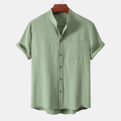 Stand Collar Cardigan Men's Casual Shirt