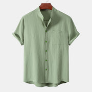 Stand Collar Cardigan Men's Casual Shirt