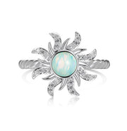 Women's Pure Silver Ring With Inlaid Sun Set