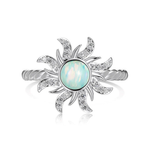 Women's Pure Silver Ring With Inlaid Sun Set